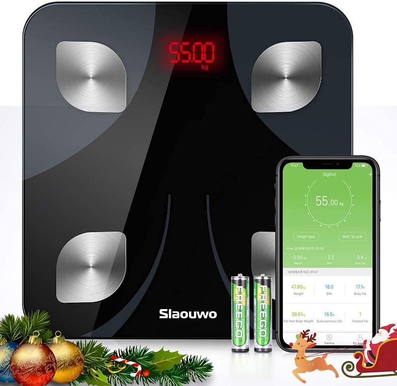 Bluetooth Body Fat Scale, Slaouwo Smart Fit Track Scale for Body