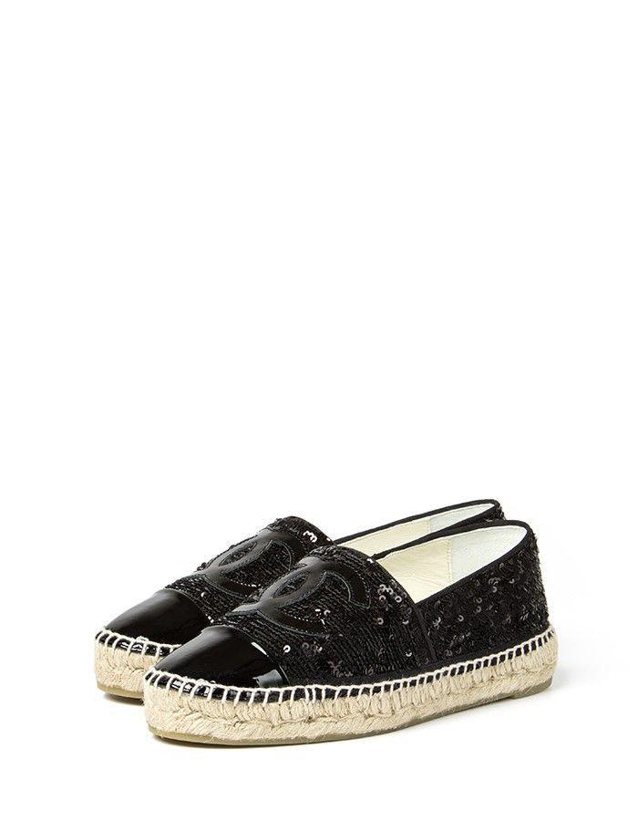 Chanel Black Sequin Espadrilles Women s Fashion Footwear