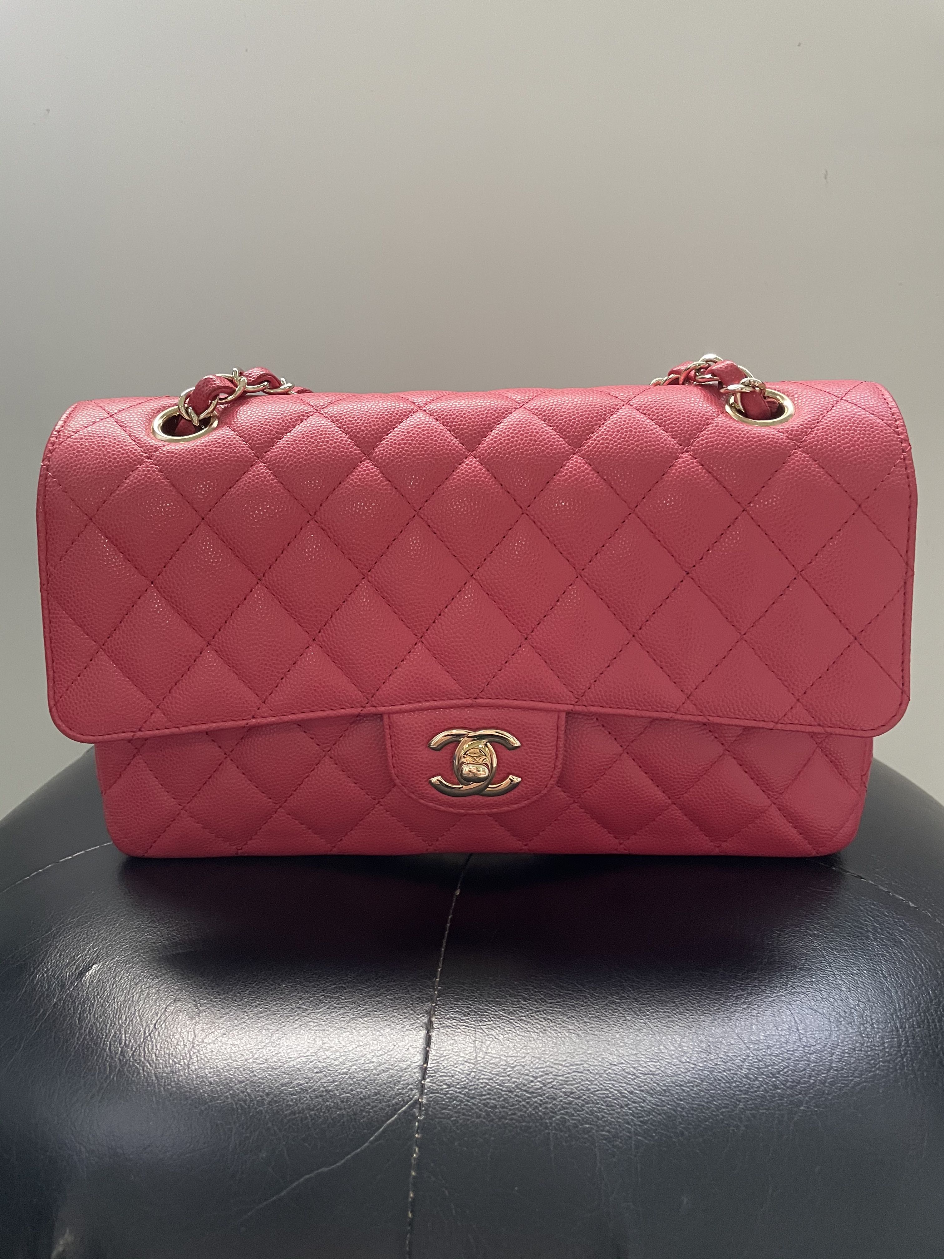 Chanel Classic M/L Medium Double Flap Bag Pink Caviar 24K Gold