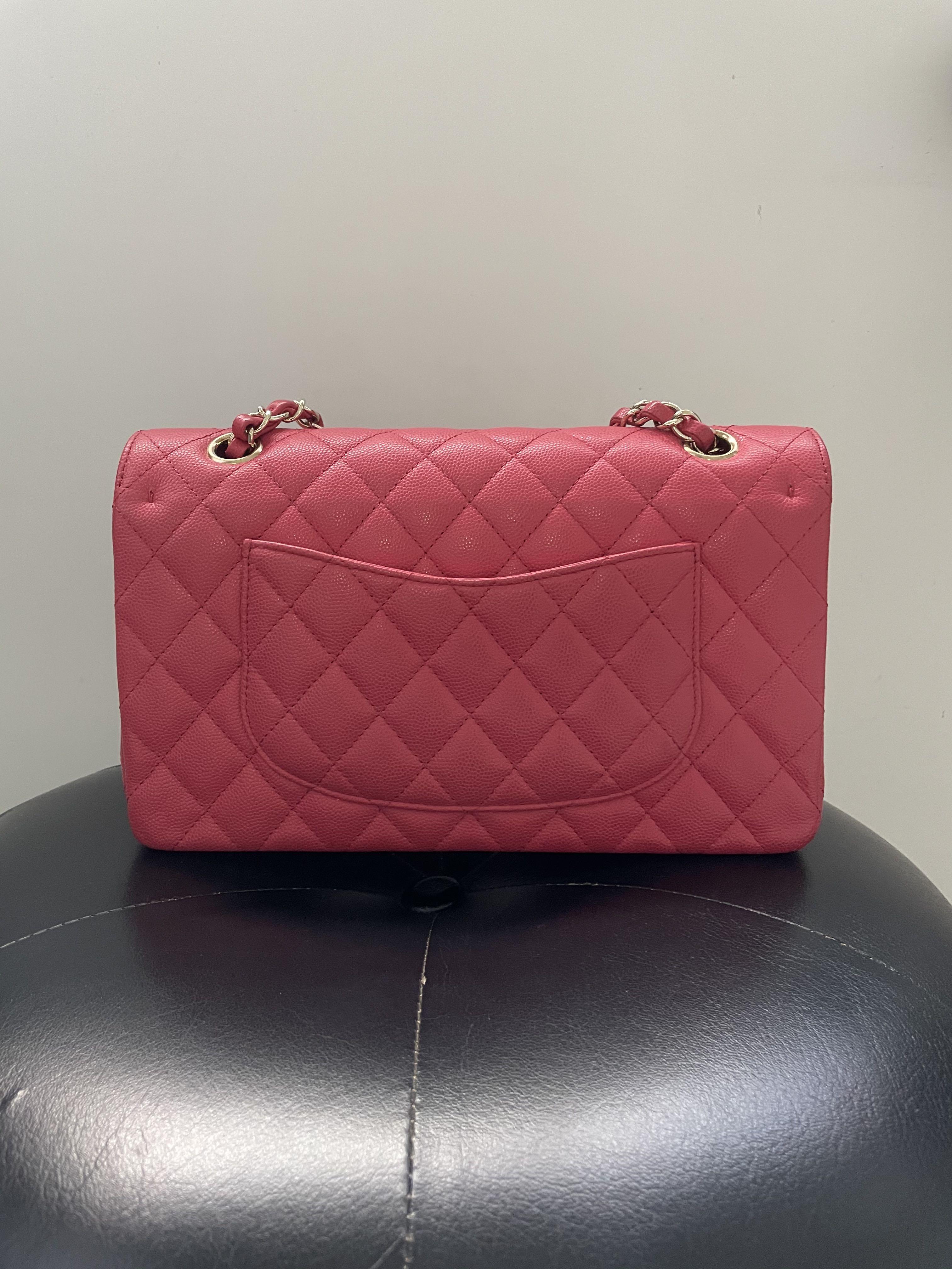 Chanel Classic 17C Pink Caviar Medium Double Flap Bag Series#23