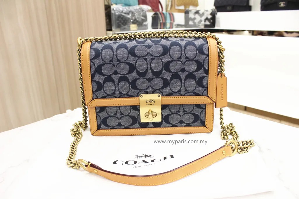 Coach Hutton Shoulder Bag In Signature Chambray