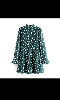 Emarld green long sleeve Blouse/Short dress