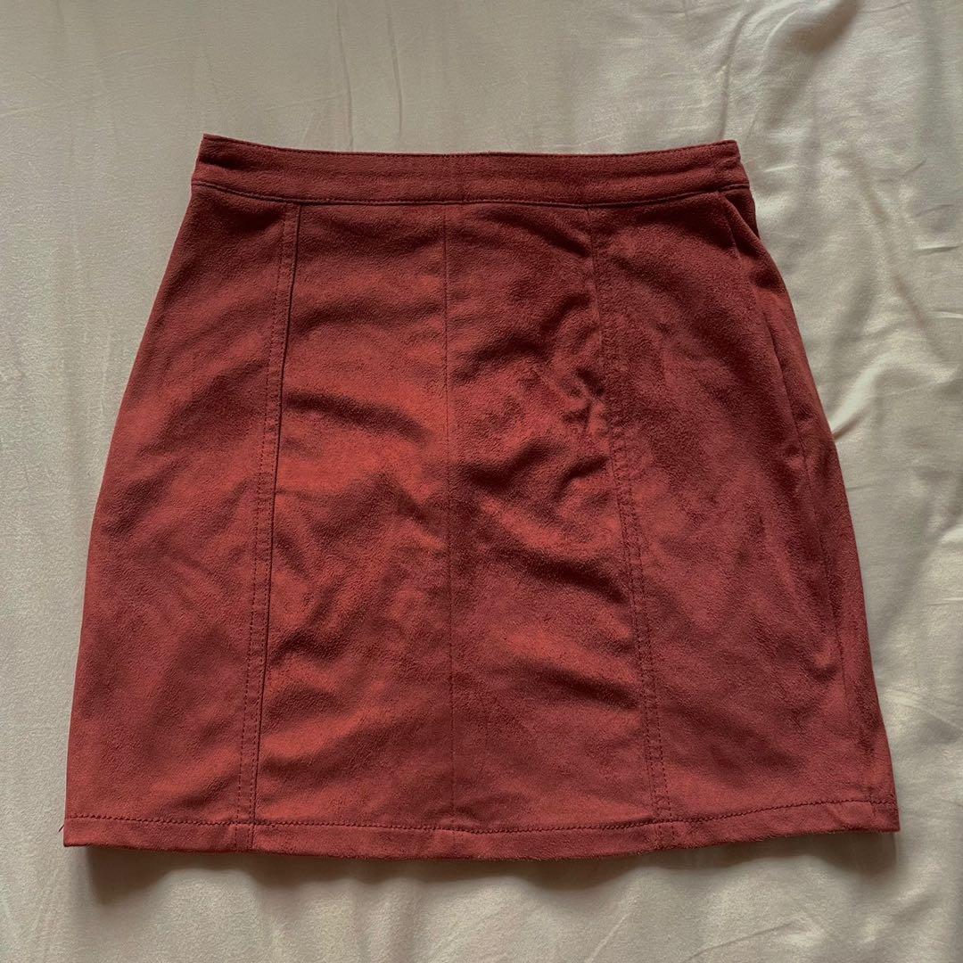 forever 21 red suede mini skirt, Women