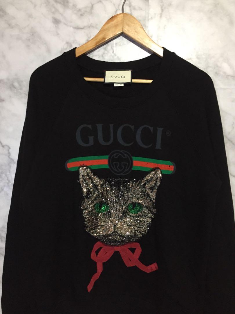 Black cat top sweatshirt gucci