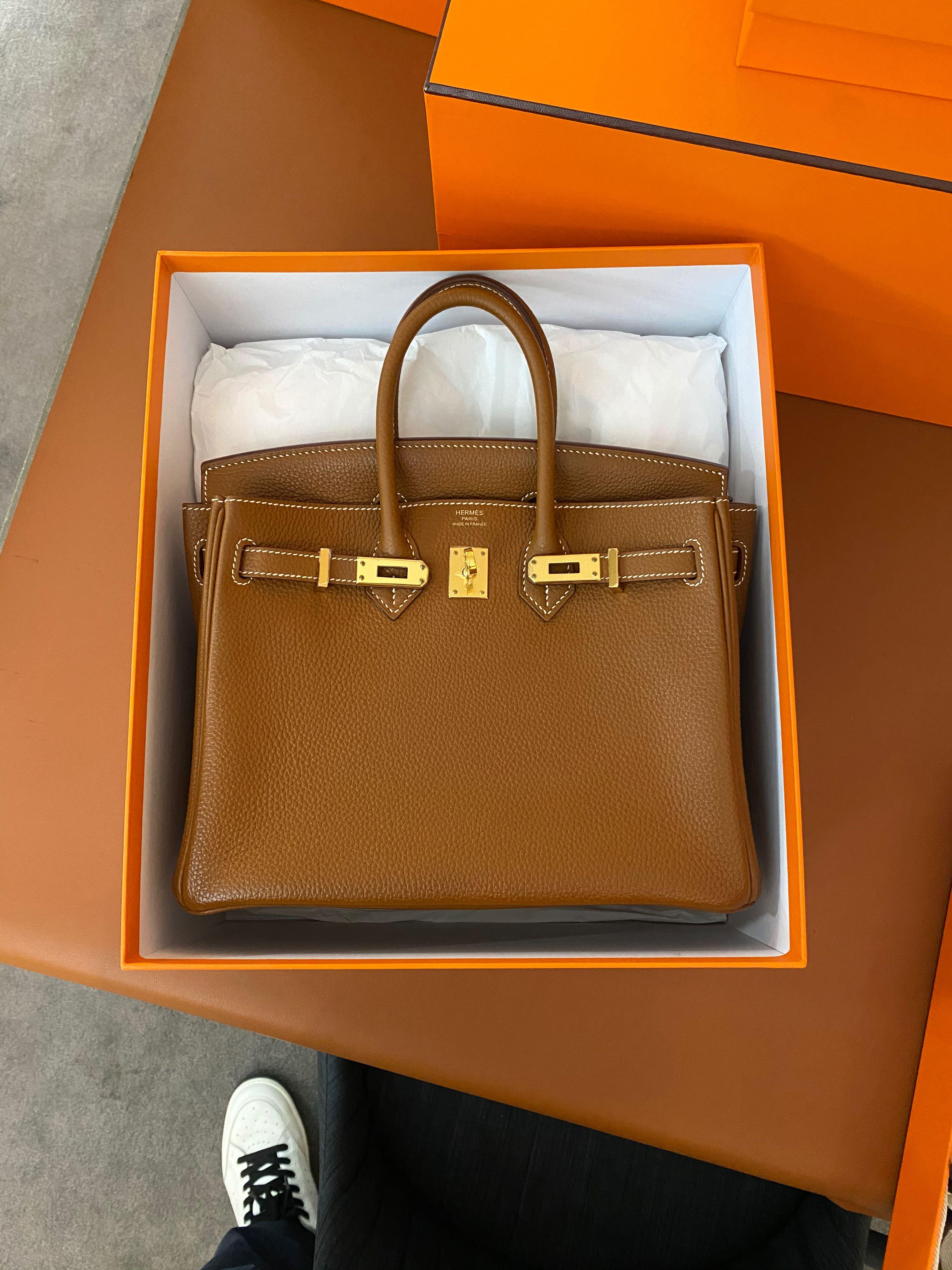 Hermes Birkin 25 Gold Togo GHW, Luxury, Bags & Wallets on Carousell