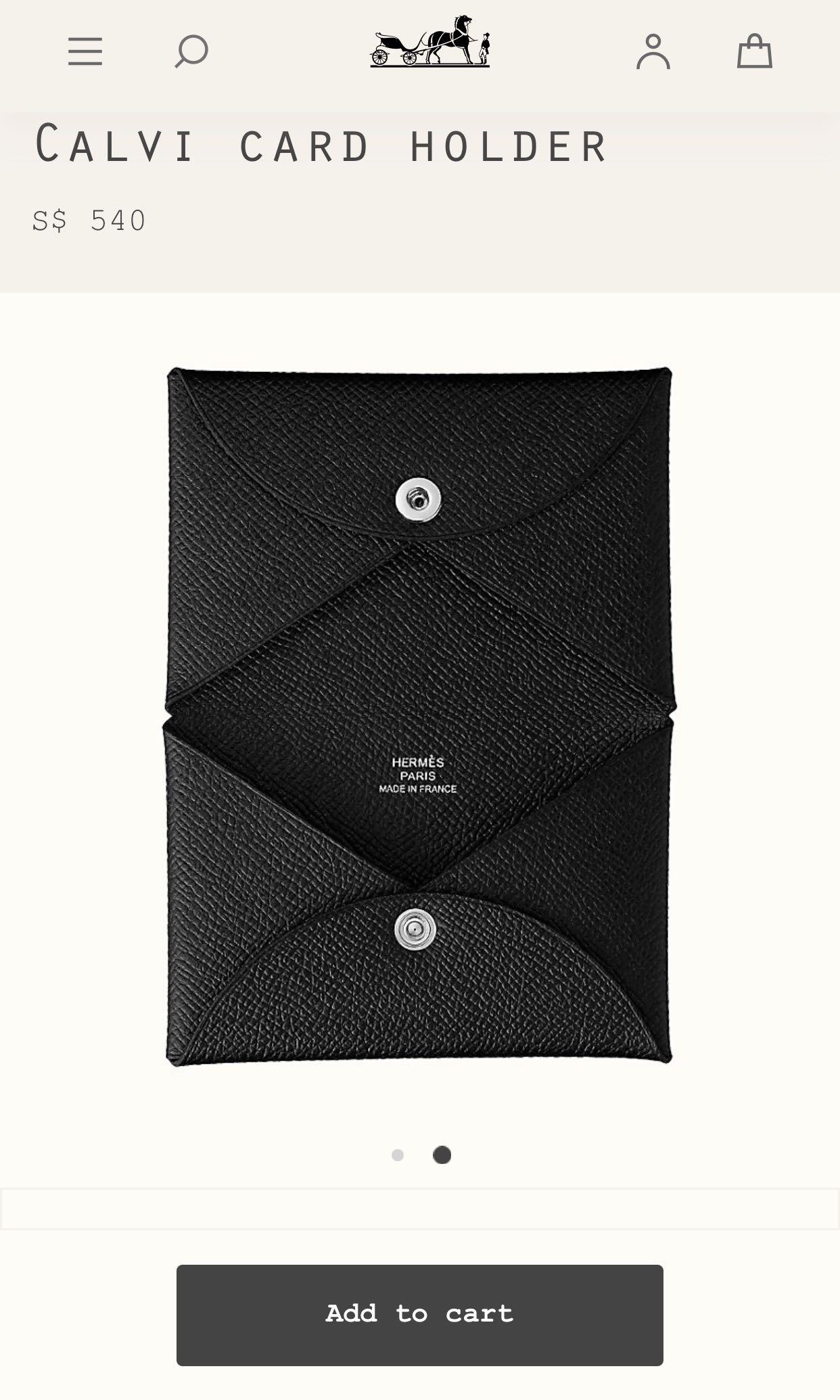 Hermes Calvi Card Holder Epsom Leather NOIR/BLACK