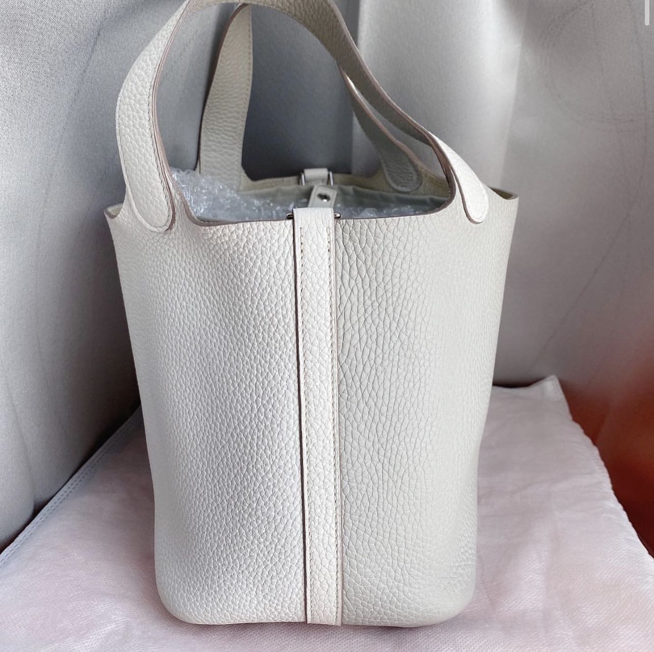 New Hermes Picotin Lock PM 18 Bag Gris Perle Clemence Leather