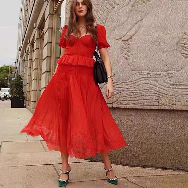 Self portrait red dress sale online