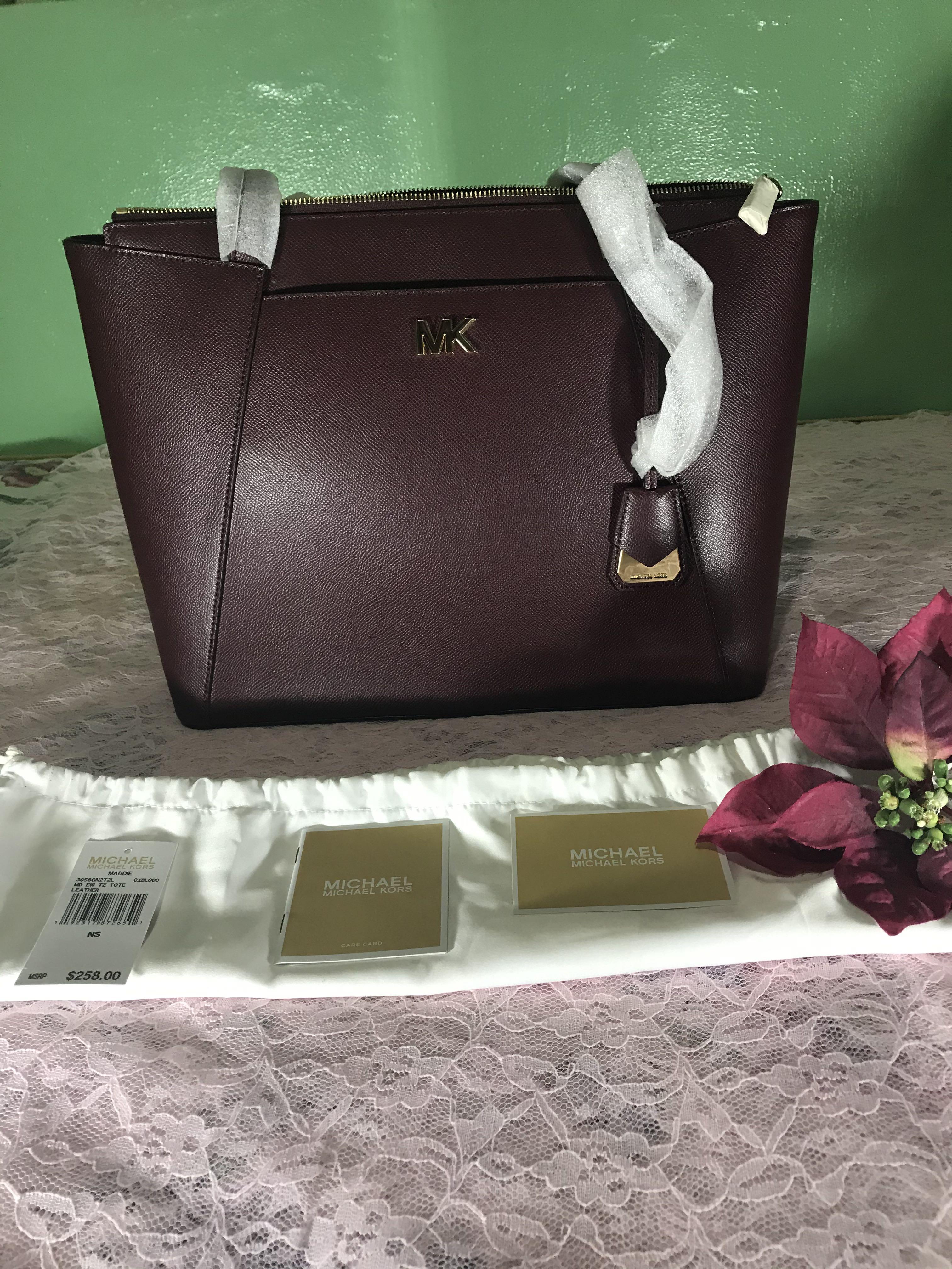 Michael Kors Maddie Medium Crossgrain Leather Tote Bag