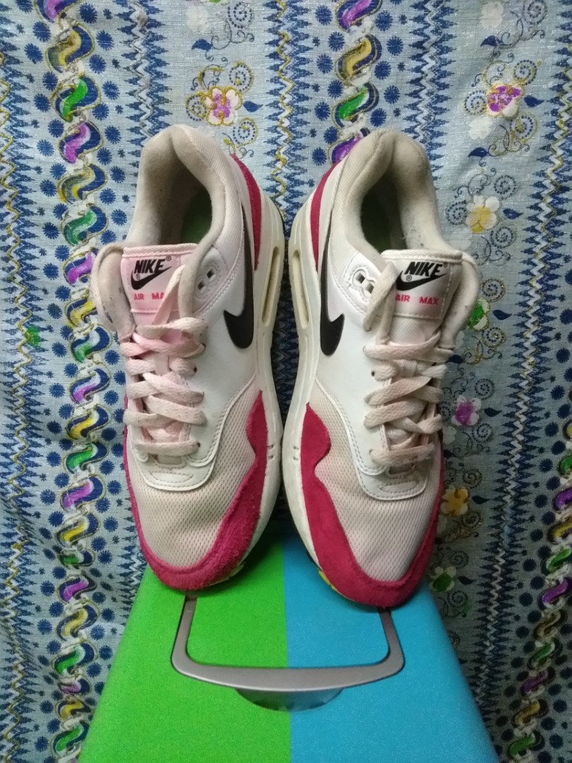 Nike air max 1 white volt rush pink online