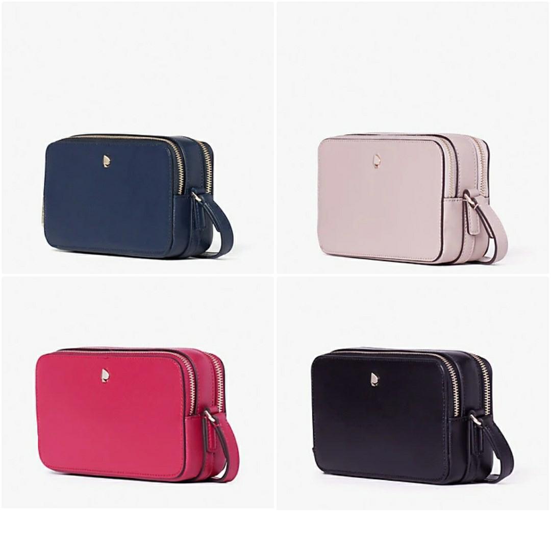 Sales Kate Spade Mila Double Zip Crossbody Nightcap Black Cerise Warm Beige Women S Fashion Bags Wallets Cross Body Bags On Carousell