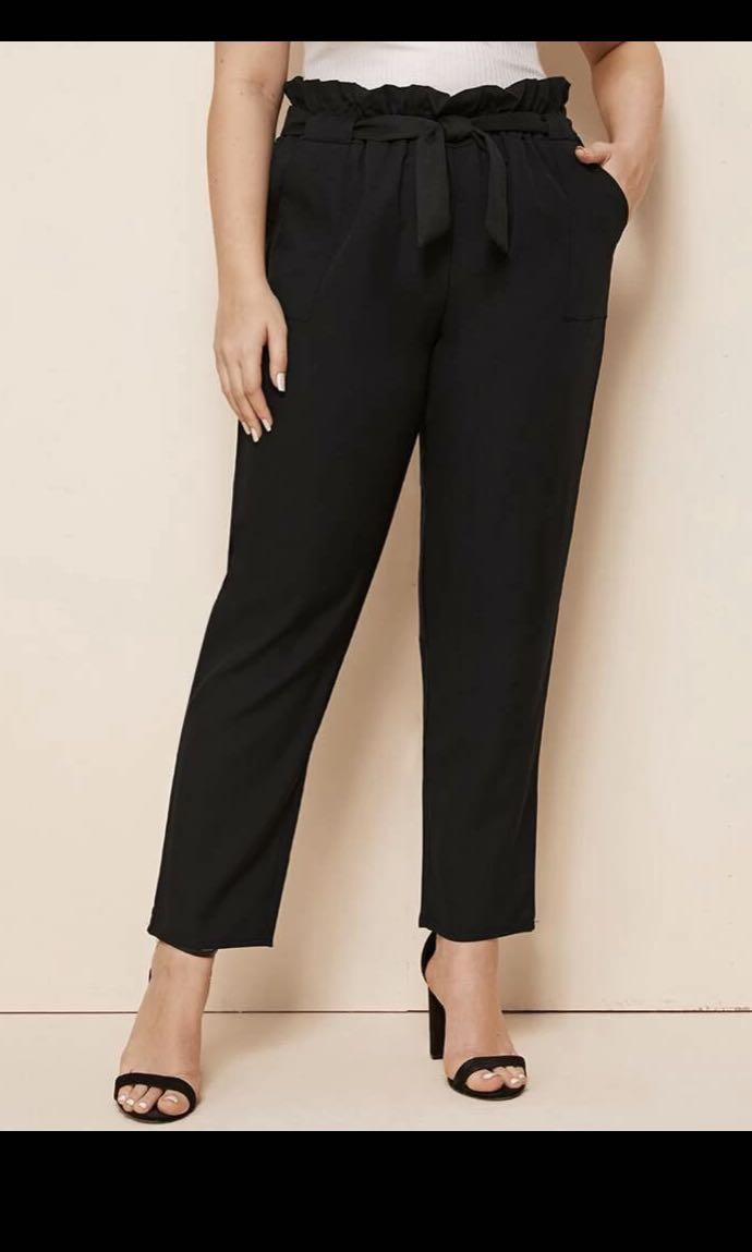 Plus Paperbag Waist Belted Pants