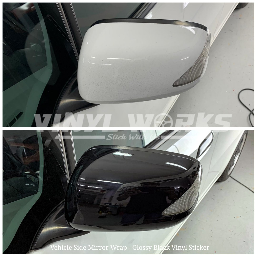 Vehicle Side Mirror Wrap Gloss Black Vinyl Sticker, Car Accessories