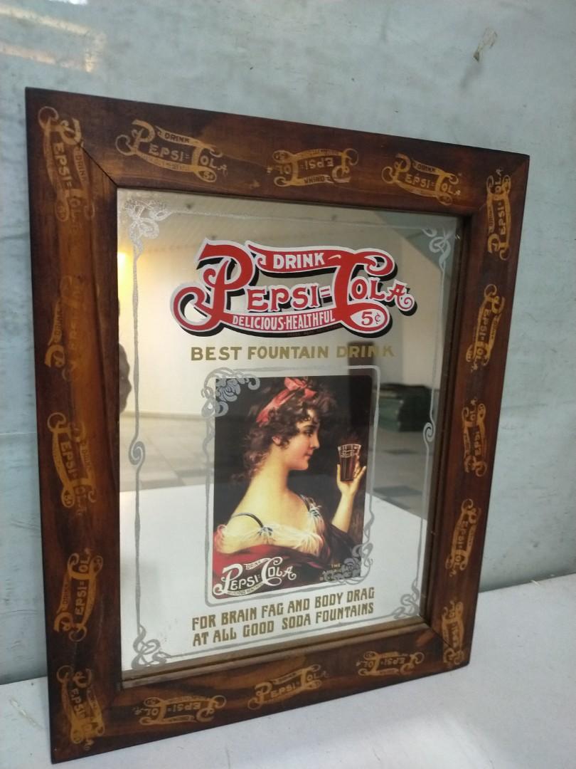 Vintage Pepsi~Cola Mirror ~ H33.5cm L27cm, Hobbies & Toys, Memorabilia ...