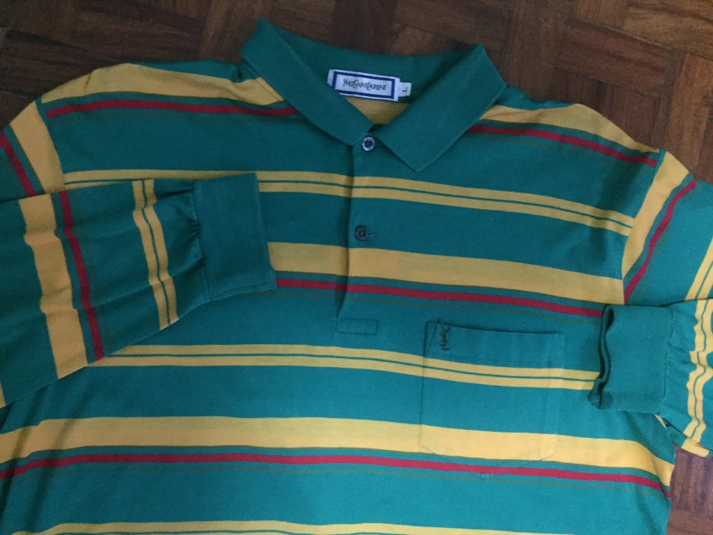 green striped long sleeve rugby shirt