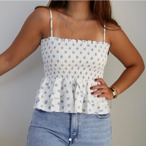 zara polka dot combined top