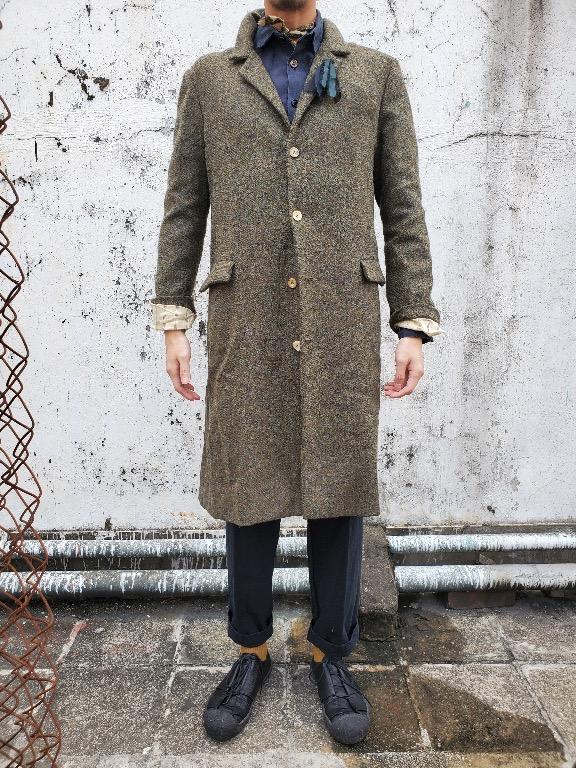 Archivio J.M. Ribot Wool Coat in khaki green, 男裝, 外套及戶外衣服