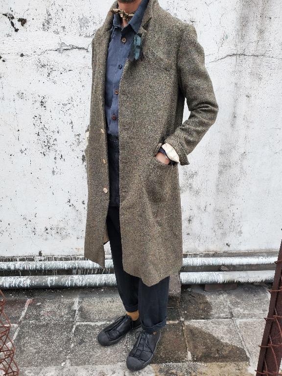 Archivio J.M. Ribot Wool Coat in khaki green, 男裝, 外套及戶外衣服