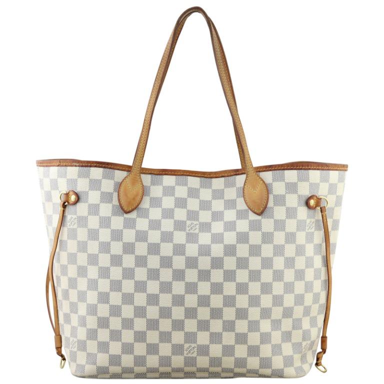 Louis Vuitton White Checkered Tote Bag, Women's Fashion, Bags & Wallets,  Tote Bags on Carousell