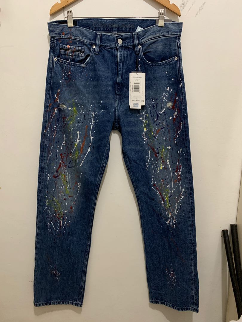 Calvin Klein Jeans Paint Splatter BNDS with hangtags size 34 Men s Fashion Bottoms Jeans on Carousell