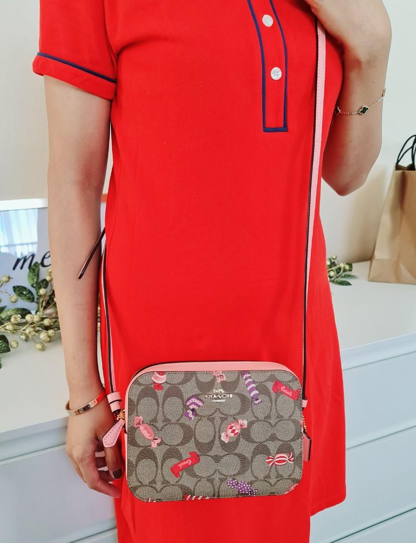 Mini camera bag in signature canvas with candy print
