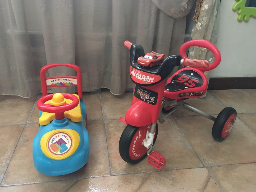 Disney Cars Lightning McQueen tricycle and blue ride on
