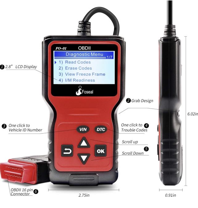 Foseal OBD2 Code Reader, OBD 2 Scanner Professional Enhanced Universal