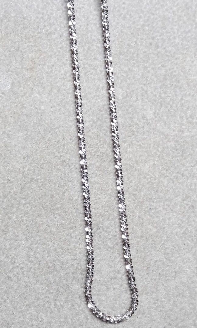 18K WHITE GOLD CHAIN NECKLACE 0.5 mm MINI VENETIAN LINK 15.75 IN MADE IN ITALY