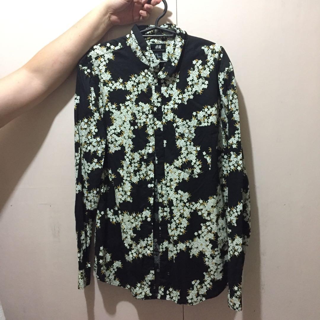 Floral long sleeve polo top