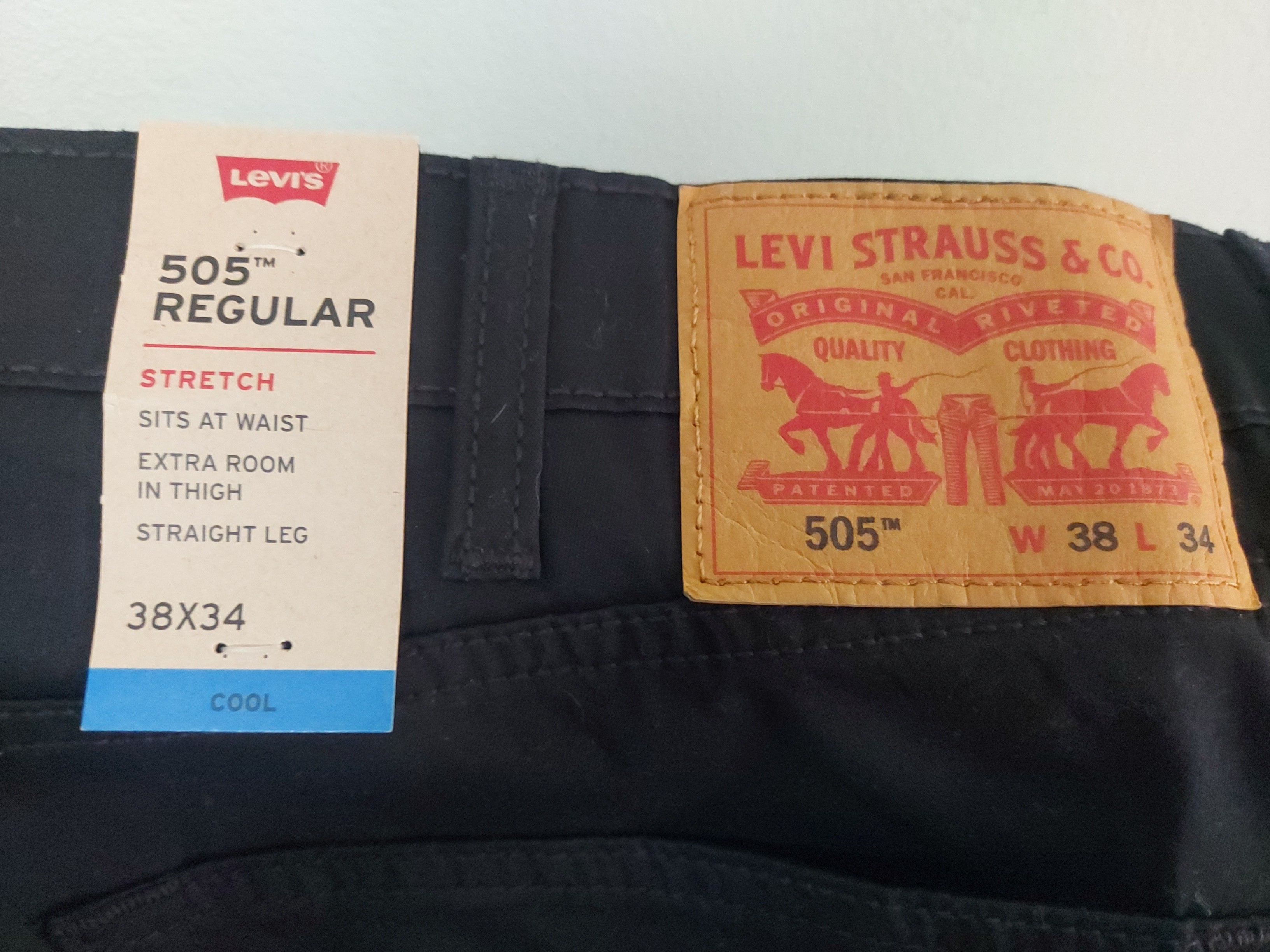 Levi's 505-1876 Black Jeans - W38 L34 - Lightweight & Cool, Men's