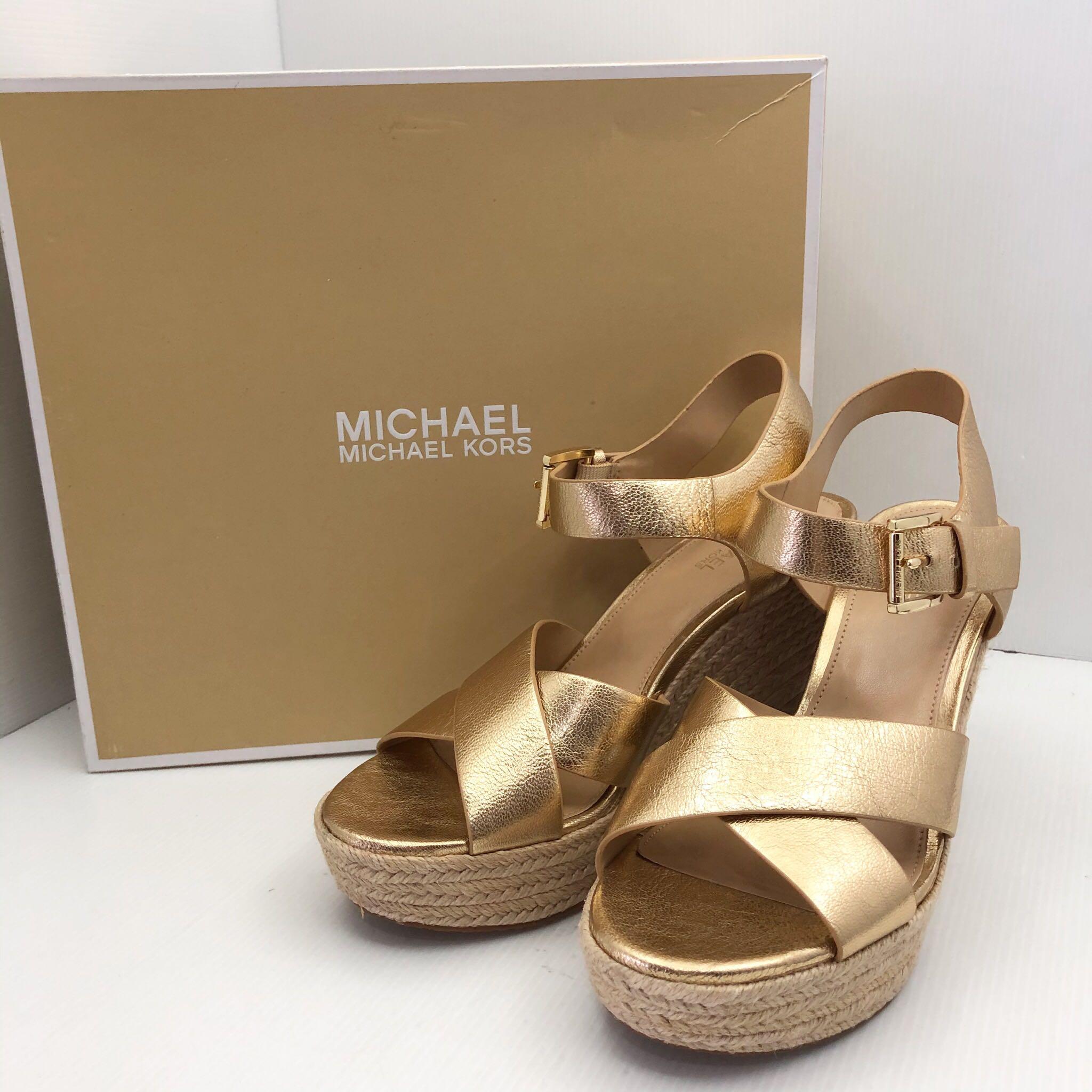 michael kors gold wedges