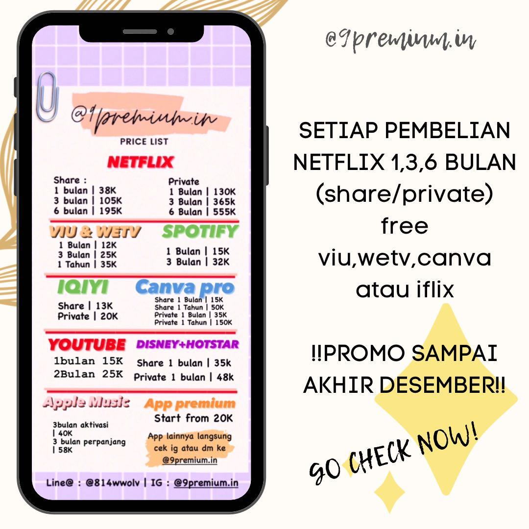 Netflix Share 3bulan Free Canva 1tahun Tiket Voucher Kartu Hadiah Voucher Di Carousell