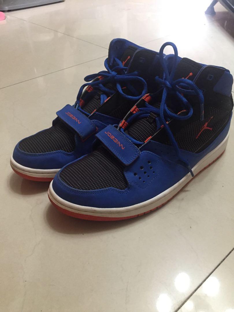 Air Jordan 1 Flight Strap Men's Sz 8.5/42 sneakers. Knicks.  Black/Blue/Orange