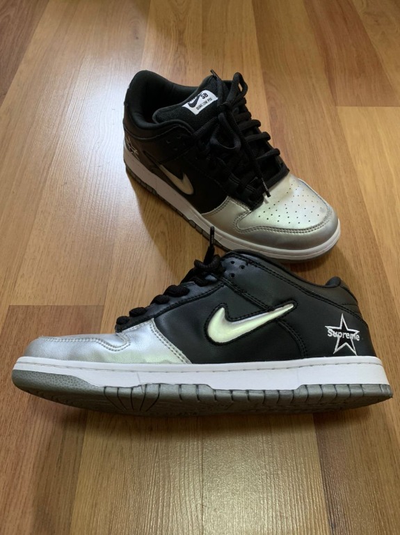 Nike SB Dunk Low Supreme Jewel Swoosh Silver Men s Fashion