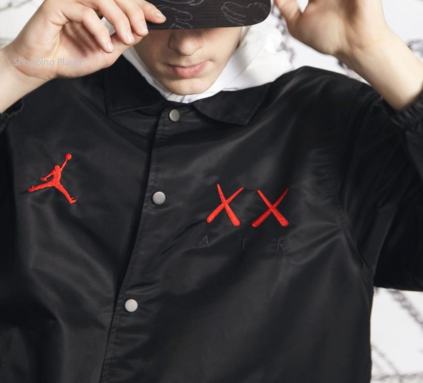Nike x Kaws x Jordan Satin Coaches Jacket Black, Men's Fashion