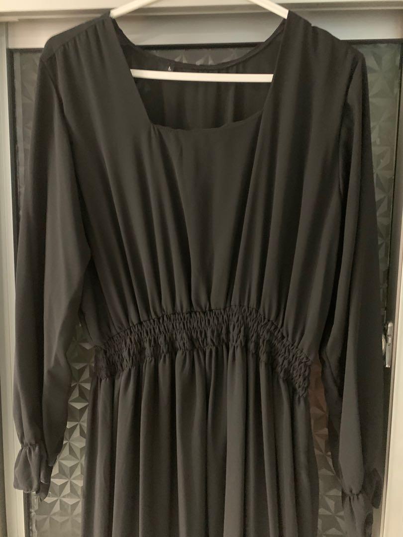 plain black long frock