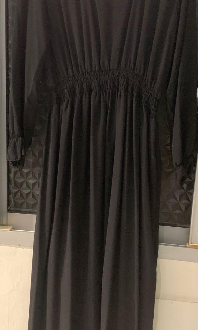 plain black long frock