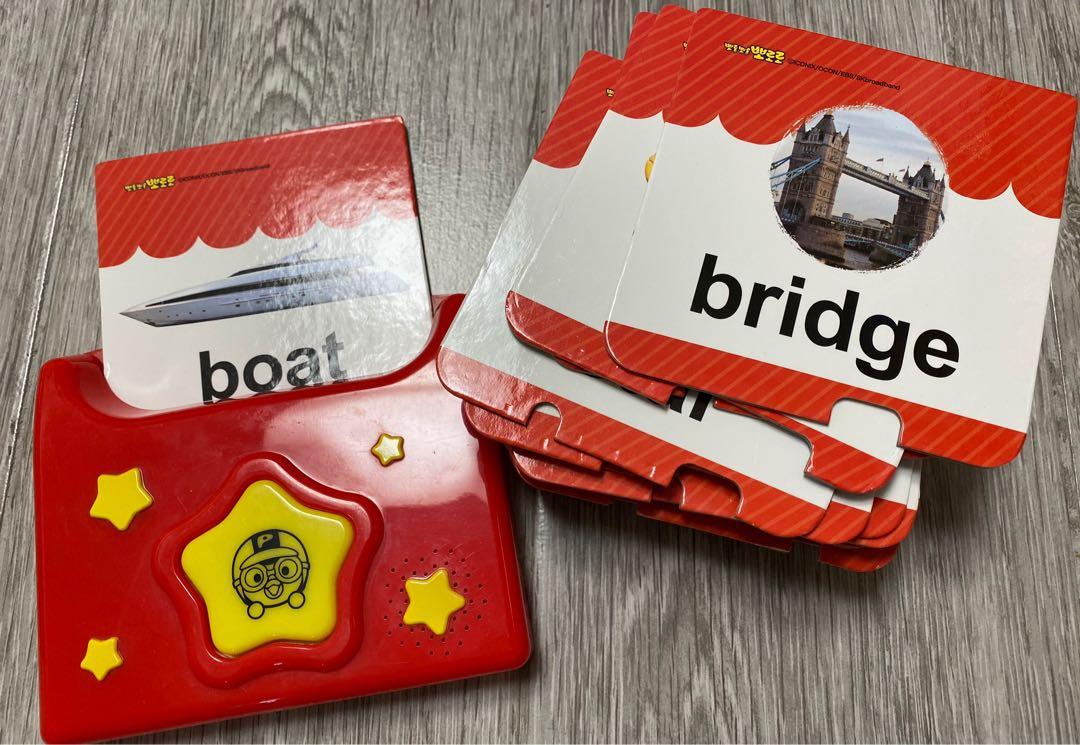 Pororo英語發聲字卡 雙面設計 背面為英語歌曲歌詞 插卡按掣便會發聲 書本 文具 小朋友書 Carousell