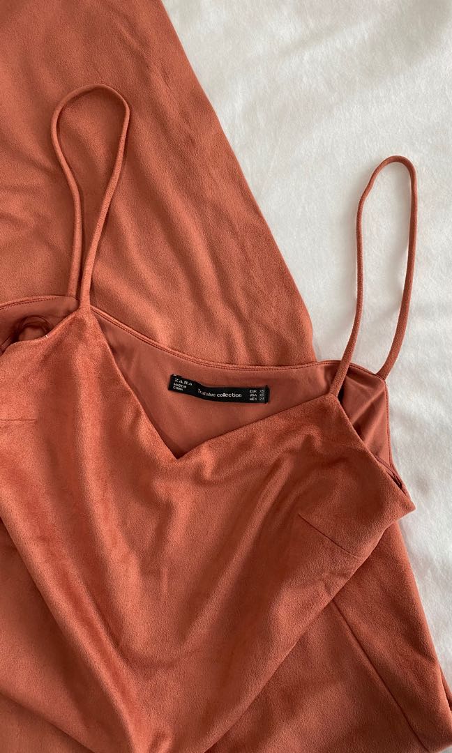 Burnt orange suede on sale dress