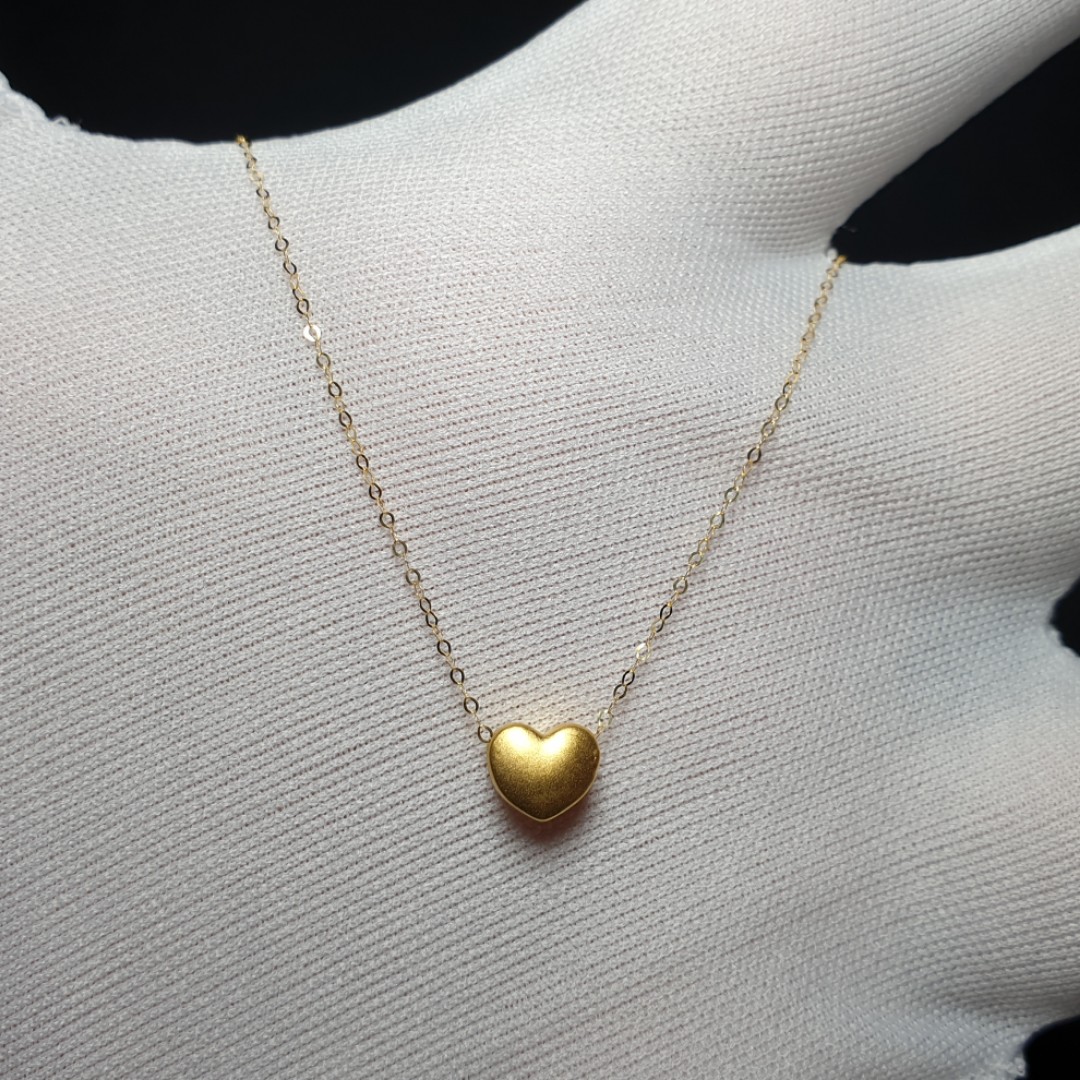 24k 18k Gold Heart Necklace, Women's 