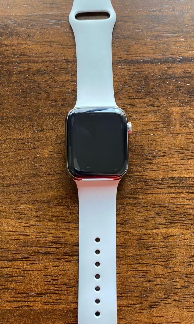 Apple Watch 4 stainless steel 44m original white strap with full box