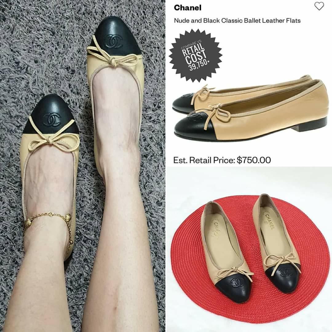 Authentic CHANEL®️ Cap Toe Ballet Flats  Size 7, Luxury, Sneakers &  Footwear on Carousell