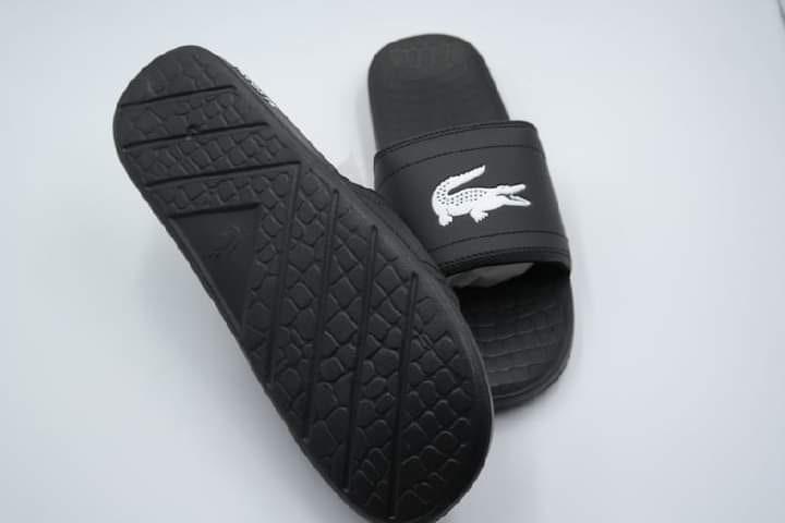 Lacoste slides men's black clearance