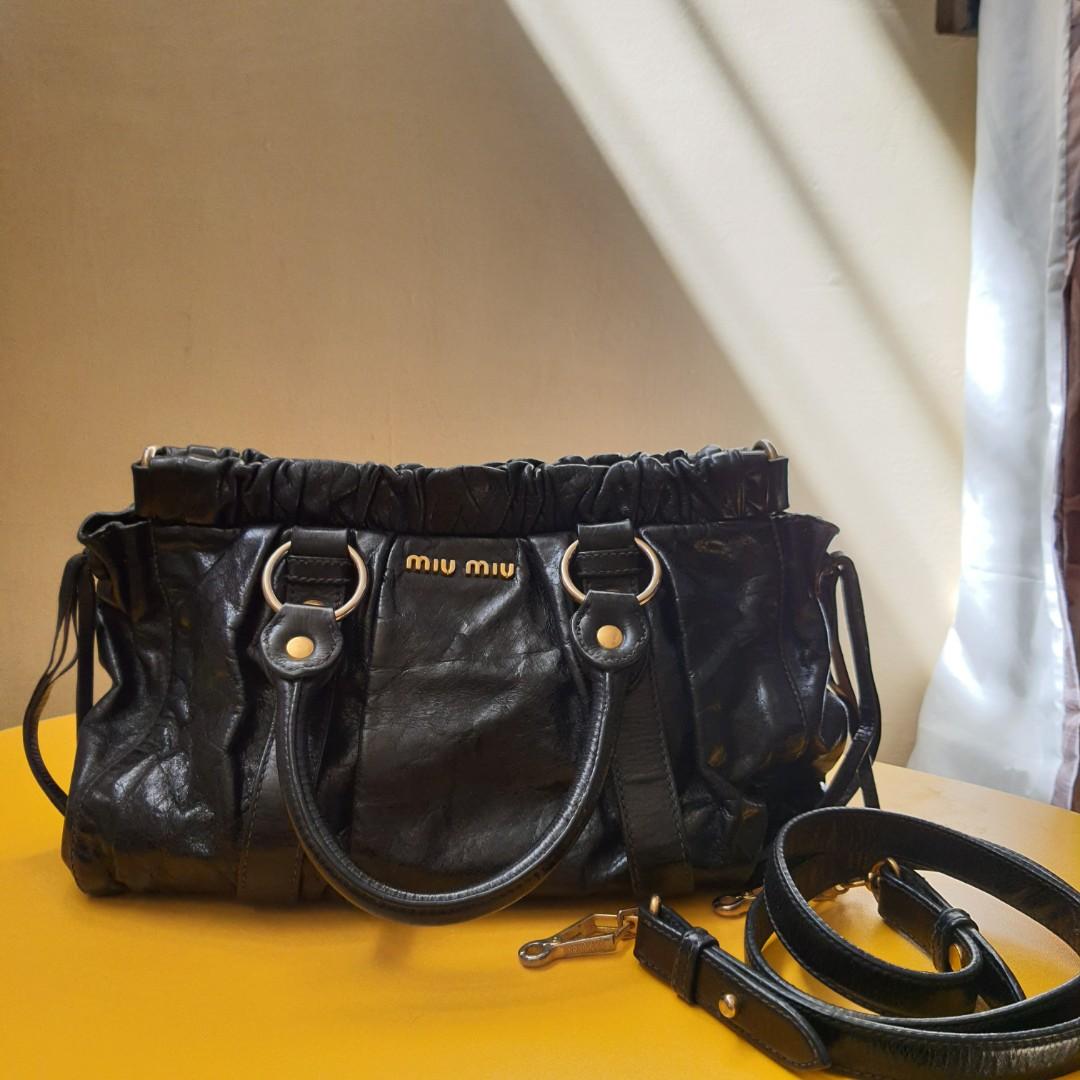 MIU MIU MATELASSE TWO WAY LEATHER BAG, Luxury, Bags & Wallets on Carousell