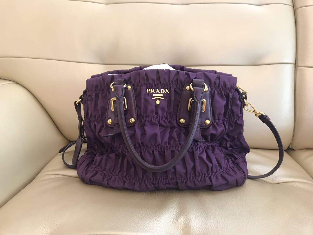 PRADA Pouch Hand Bag Nylon Purple Auth ar7044 | eBay