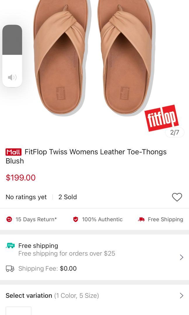 BNIB FitFlop Twiss Womens Leather Toe Thongs Blush Women s
