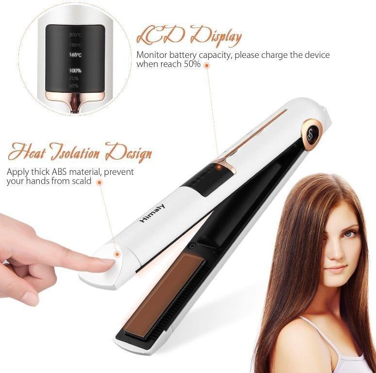 Himaly Cordless Straighteners Rechargeable Portable Hair Straightener Curler Heats Up Quickly Adjustable Temperature Auto Shut Off Suit for All Hair Types Beauty Personal Care Hair on Carousell