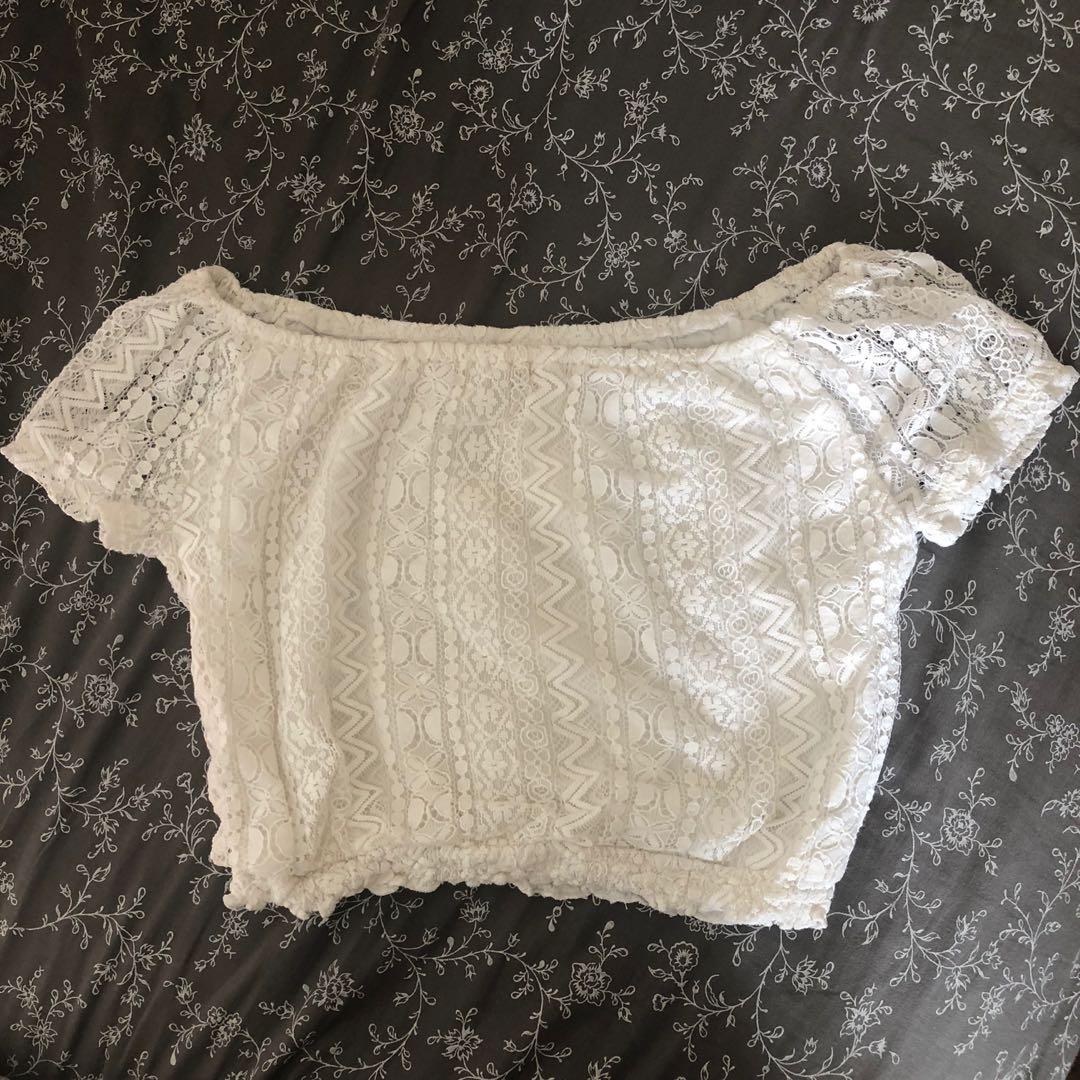 hollister white lace top