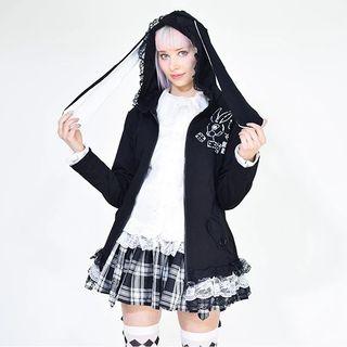 IN SEARCH FOR: Bunny hoodie and tiered plaid skirt
