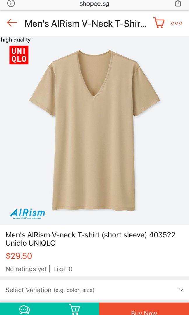 MEN AIRism V Neck T-Shirt (Short Sleeve)